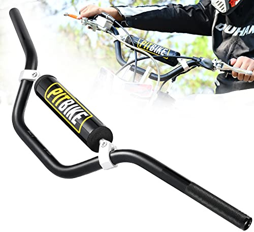 RUTU 7/8 Dirt bike Handlebars with Foam Pad - Motorcycle Handlebars Compatible with CRF YZF KXF, KLX, RMZ, DRZ Pit Dirt Bikes, ATVs, Quad - 6061-T6 Aluminum Handlebar with Heat Treatment HRC16 Black