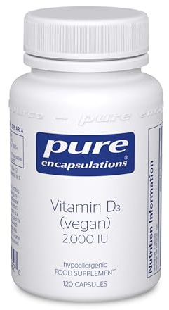 Pure Encapsulations Vitamin D3 2,000 IU (Vegan) - Hypoallergenic Vitamin D Supplement - Immune System, Bone and Muscle Function Support - 120 Vegan Capsules