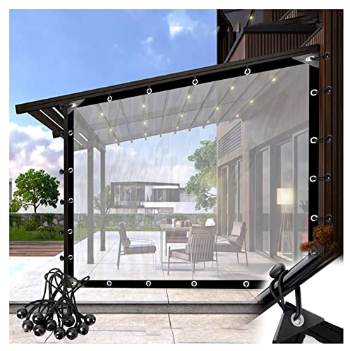 Vattentät Transparent Presenning Balkonggardin Utomhusgardiner Med Öglor, För Pergola, Biltvätt, Trädgård, Kan Anpassas (Color : Clear, Size : 2x3m/6.6x9.9ft)