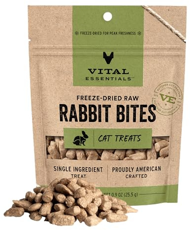 Vital Essentials Freeze Dried Cat Treats, Rabbit Bites, 0.9 oz Bag