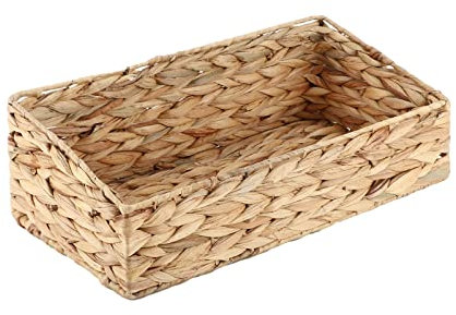YAHUAN Handgewebte Körbe aus Wasserhyazinthe zum Organisieren, Gewebter Trapezkorb, Speisekammerkörbe, Trapezförmiger Aufbewahrungsbehälter für Regale, Schrank und Heimdekoration (Wasserhyazinthe)