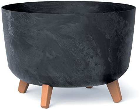URBNLIVING Round Concrete Look Planter Flower Pot Indoor Outdoor Garden Decor With Legs (anthracite)