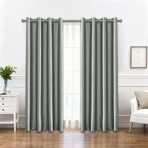 Ystyle Moderna Tende per Interni 2 Pezzi, 140×240 CM, Grigio Chiaro | Tende Camera da Letto Natalizie, Oscurante da Interno con Anelli, Tenda Termica Isolante Freddo e Caldo Soggiorno