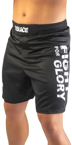 Tenace MMA Pantalón Corto - Short Entrenamiento Grappling, BJJ, Boxeo, Artes Marciales (Negro, XL)