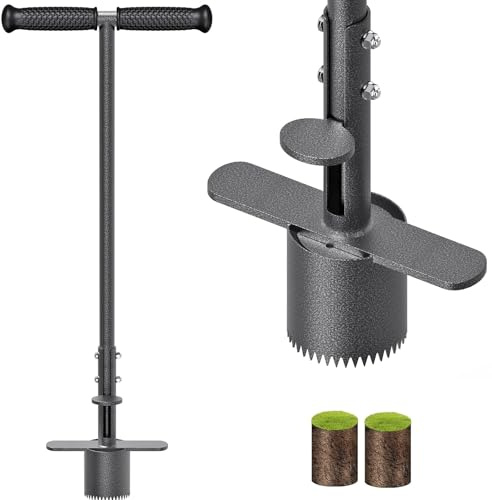 Dolibest Sod Plugger, Turf Cutter and Grass Plugger Tool with Dual Pedals, Sharp Serrations, and Non-Slip Soft Rubber Grip Handle, Perfect for Zoysia, Bermuda and More (Upgrade)