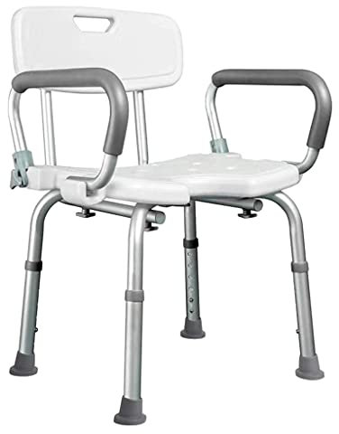 Silla de Ducha Taburete de baño Taburete de bañera Taburete de Ducha con Brazos y Respaldo Acolchados, Silla elevadora de bañera Blanca con Brazos para discapacitados, discapacitados, Ancianos y ANC