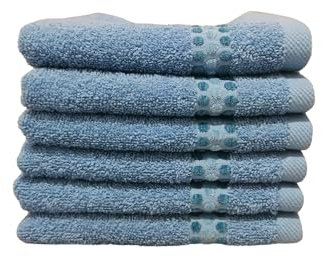 Maisonette Classy 100% Baumwolle Waschlappen (30 x50cm, 6er-Pack) - Gesicht, Hand Hellblau Handtücher für Badezimmer & Kleine Gästehandtücher