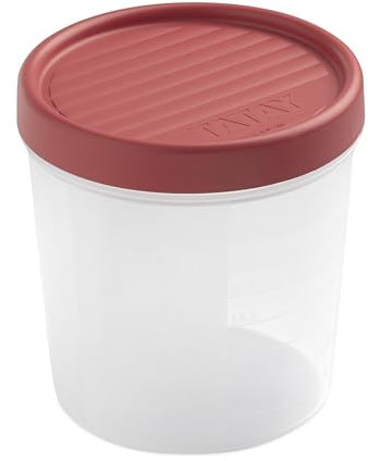 TATAY Frischhaltedose, Vakuum, 1 Liter Fassungsvermögen, Schraubdeckel, BPA frei, Geeignet Mikrowelle und Geschirrspüler, Preiselbeerrote. Maße: 12 x 12 x 12,5 cm