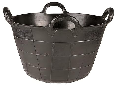 Bricoloco Espuerta de Goma de 4 asas para construcción y agricultura - caucho reciclado – 40 litros – Altura 320 mm y boca 480 mm (1)