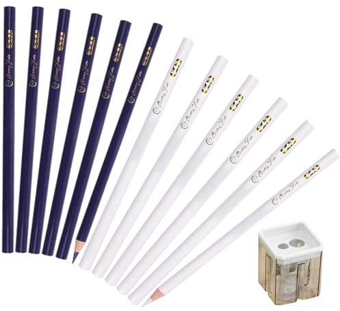 12 Stück Schneiderkreide, Nähkreide Stoffkreide, Schneiderkreidestift, Stifte Sewing Stoffmarkierstift für Schneiderei Nähen Notizen Basteln (Weiß und Blau)