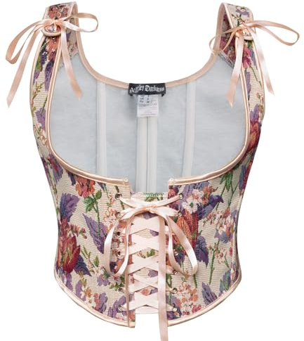 SCARLET DARKNESS Corsé renacentista para mujer, con cordones frontales debajo del busto, corsé floral