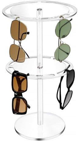 mumisuto Présentoir à Lunettes Rotatif à 360°, 2 Niveaux Supports de Lunettes en Acrylique Support D'Affichage de Setockage de Lunettes pour Stocker Toutes Sortes de Verres