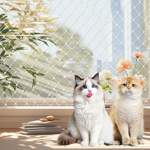 SUPRROW Cat Net for Balcony, 10 x 3 m, No Drilling Cat Net, Transparent Bird Protection Net, Transparent Cat Protection Net for Cats