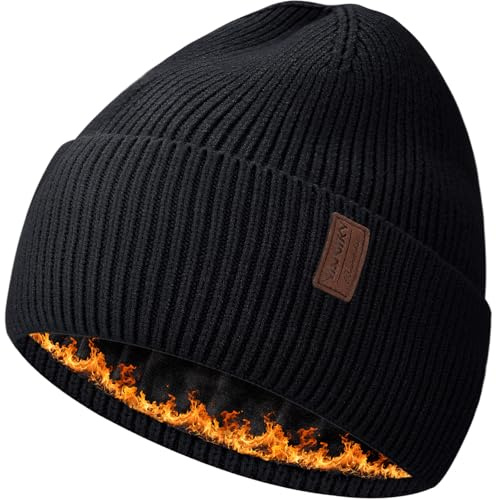 YANIKY Bonnet d'hiver pour Homme et Femme avec Doublure en Polaire - Bonnet d'hiver Doux et Chaud - Bonnet en Tricot épais pour Le Ski et Les activités de Plein air