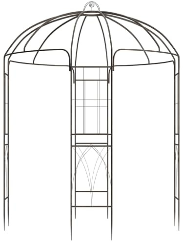 CLP Gartenpavillon wetterfest Keira, Rosenbogen mit Rankhilfe, 270x200 cm, Stahlgestell pulverbeschichtet, stabil & dekorativ für Terrasse, Farbe:Bronze