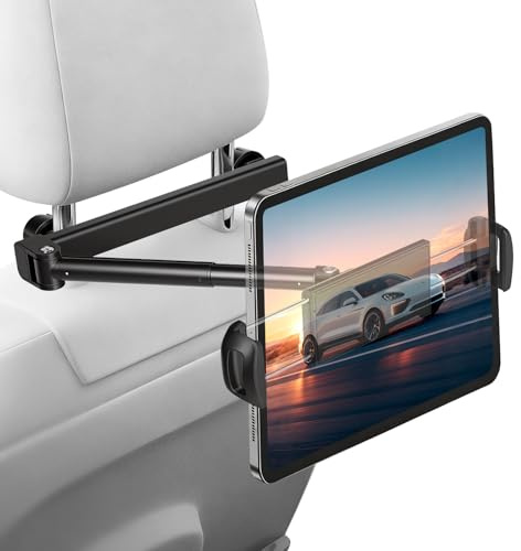 VINATO Supporto Tablet Auto, Porta Tablet da Auto per iPad e Kindle, Supporto Regolabile per Dispositivi da 4 a 12.9 Pollici, Rotazione a 360°, Nero