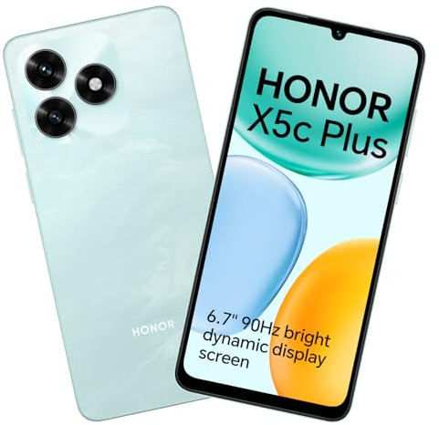 HONOR X5c Plus Dual-SIM 4G Smartphone, 4GB RAM 128GB ROM, 6,74 Zoll 90 Hz Komfort-Display, 50 MP Kamera, 5130 mAh Akku, erweiterbar mit MicroSD bis zu 1 TB, Android 15, Ocean Cyan