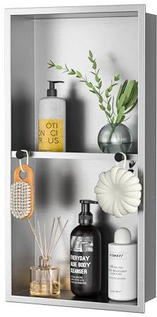 Bernkot 304 Stainless Steel Shower Niche w/Hooks