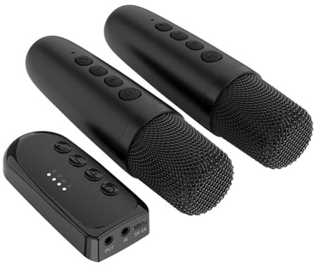Mcnhbdgg Micrófono Inalámbrico BT Micrófonos de Karaoke Duales Micrófono Dinámico Inalámbrico