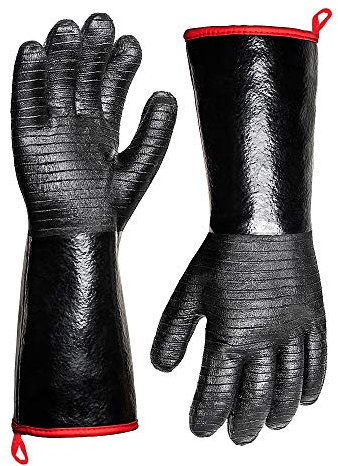Guantes de Parrilla para Barbacoa, Guantes de Cocina Extremadamente Resistentes al Calor, Guantes de Horno, Guantes de Barbacoa para ahumador, Manga Larga de 14 Pulgadas, Impermeables, Resistentes al