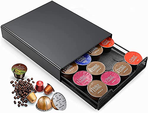 MaxMiuly Dolce Gusto Soporte para cápsulas de café 20 Cápsulas Nespresso Cajones para cápsulas con Soporte de Máquina de Café Organizador Almacenar de Café para Oficina Cafetería