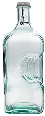 H&H Botella de cristal reciclado con tapón oscilante, 2 Lt