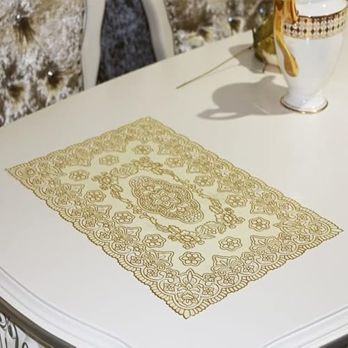 6 Piezas de Encaje PVC Gold Table de plástico Coloca Mat de la Almohadilla Copa de Tela Boda Coffe de té Plaus posmisora Taza