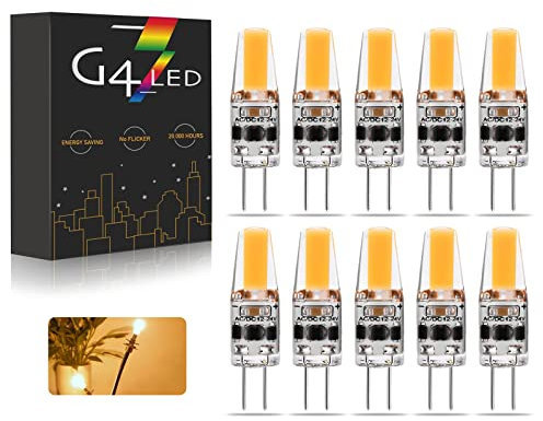 BVCL G4 LED Lampen, AC/DC 12-24V 3W Dimmbar G4 LED Birnen Warmes Weiß 3000K 270LM, Ersatz für 20W 30W Halogenlampen, Kein Flackern, 10 Stück