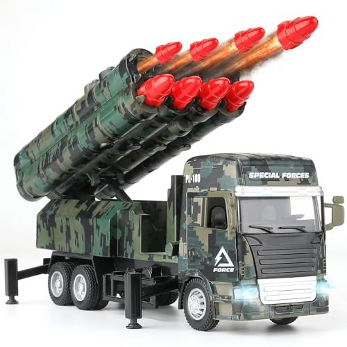 KADAYAYA Jouet Militaire, Jouets Militaires Enfant Garcon, Camion Militaires avec 8 Missiles, Véhicule Militaire Jouets avec Lumières et Sons, Jouet Véhicule pour Garçons de 3 4 5 6 7 8 Ans