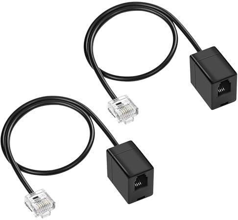 MEIRIYFA RJ11 Phone Jack to RJ45 Ethernet Converter Cable, RJ45 8P8C Male to RJ11 6P4C Female Telephone Adapter Wire Cord for Landline Telephone Service (2 Pack)