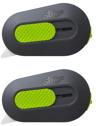 Slice Auto-Retractable Mini Box Cutter | Safe Ceramic Box Cutter Lasting 11x Longer than Metal | Keychain Box Opener | 2 Pack
