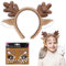 Plüsch Geweih Haarreif mit Ohren 1 Rentier Haarreif Reh Kostüm Damen mit 1 Rentier Gesicht Aufkleber Rentier Haarreif Weihnachts Accessoires für Weihnachten Karneval Cosplay Party Mottoparty