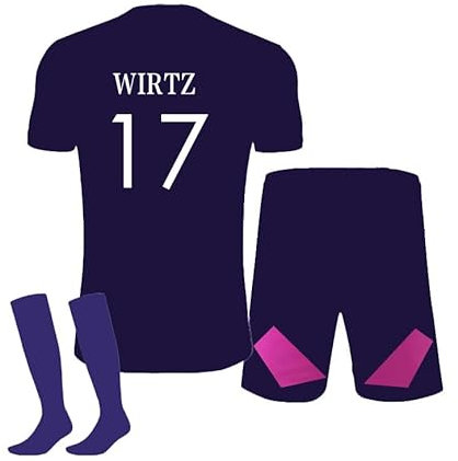 ZSJMY Neu Deutschland Trikot em 2024 für Erwachsene und Kinder, Heim Auswärtstrikot Nr.17 Fußball Trikot Fans Jersey Shorts Socken Trainingsanzug Set für Jungen und Herren (Auswärtstrikot 17, 26)