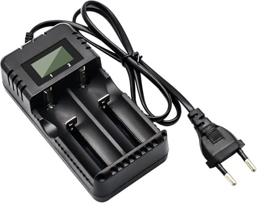 Pixelure Chargeur de Batterie à LCD, Chargeur de Batterie Li-ION 2 Fentes avec Charge Rapide Intelligente Compatible avec Une Variété de Batteries Li-ION 3,7 V 26650/18650/14500/16340 (Small)