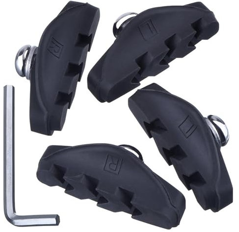 Wjelet 2 Pairs Road Brake Pads, Bike Brakes, 50mm Bike Caliper Brake Blocks Set with Installation Tool Caliper, Universal No Noise Rubber Brake Shoes Break Pads Bike, Black ﻿
