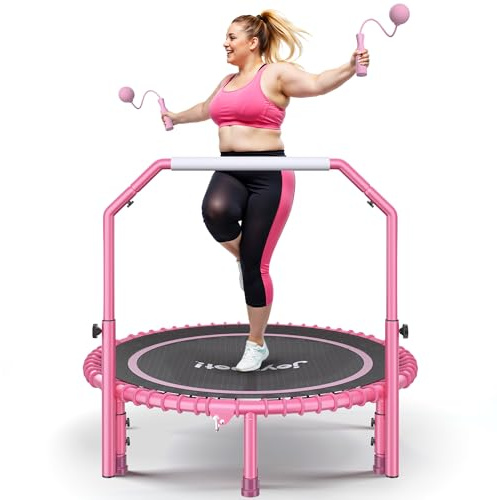 450 LBS 40 Foldable Mini Trampoline for Adults with Adjustable Handle