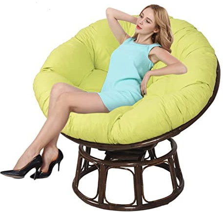 Cojín redondo resistente al agua para silla, almohada suave para asiento de ocio y uso en interiores y exteriores, 110 x 110 cm, verde, cojín de suelo perfecto para relajación en el jardín
