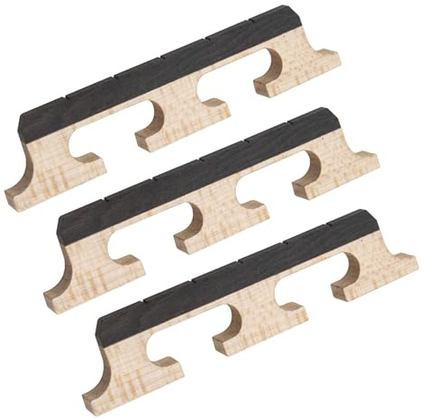 Soundspire 3-Pack 5-String Banjo Bridge, Ebony Maple Replacement Set (Universal Fit Parts)