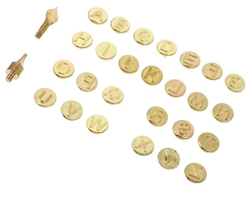 Healeved Set 28 Punte per Saldatura e Pirografia Alfabeto, Punte per Bruciare Legno Filettate per Artigianato Fai da Te, Strumento per Incisione e Marchiatura Personalizzata