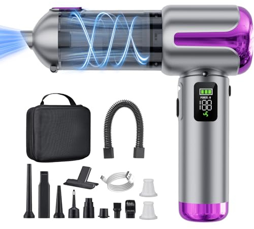 Lyiazsoy Handheld Vacuum Cleaner Cordless,27000PA High Power Mini Vacuum Cleaner,Can be Quickly Charged Car Vacuum Cleaner,car hoovers for Pet Hair, Home, Office, Kitchen,Duster(Purple)