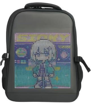 Greabuy Laptop ryggsäckar programmerbar skärm, appkontroll LED bärbar dator, vattentät LED-väska, resor, motorcykel motorcykel ryggsäck, Svart, Massskönhet