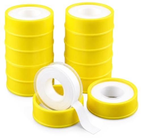 12 St Teflonband Gängtätning Vattenledning, 12mm x 12m | PTFE Gängtätningstråd, Självhäftande Tätningstejp för Kran, Teflonband för Dusch Gas Vatten