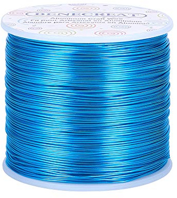 BENECREAT Aluminiumtråd, 20 Gauge (0,8 mm) 235 m, anodiserad, för smycken, hantverk, pärlor, blombindning, färgad hantverkstråd i aluminium, blå (DeepSkyBlue)