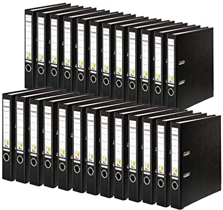 Original Falken 25er Pack PP-Color Kunststoff-Ordner. Made in Germany. 5 cm schmal DIN A4 schwarz Ringordner Vegan Aktenordner Briefordner Büroordner Plastikordner Schlitzordner