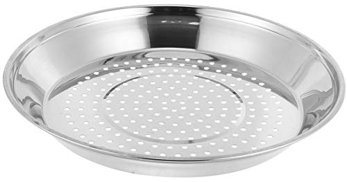 Cabilock 13.4 Inch Stainless Steel Steamer Tray with Small Holes for Wok Steaming Rack Large Steamer Insert Plate for Dumplings Buns Dim Sum Cooking
