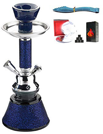 Hookah Set 1 Manguera con un Cuenco de Cerámica, Jarrón de Agua de Vidrio Y Hollín, Clip de Carbón, Lámina de Aislamiento Térmico para Fumar Mejor Shisha Hookah,A,Single Tube