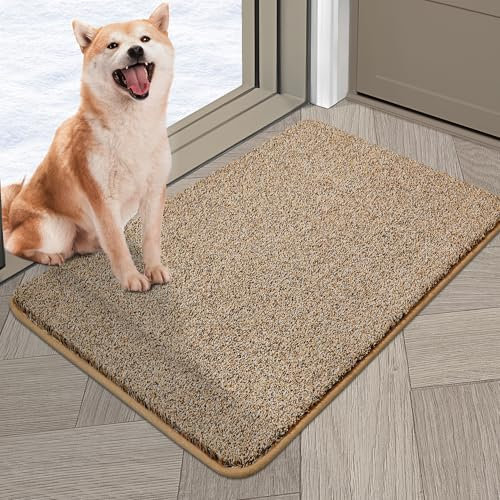 COSY HOMEER Fussmatte Innen 50 x 80cm, Weich Saugfähig und Schmutzabweisend Fußmatte rutschfest, Niedriges Profil Schmutzfangmatte Maschinenwaschbar für Hintertür, Eingang, Flur, Küche, Beige