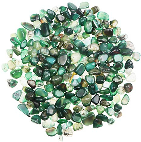 YIYA Verde Piedra de ágata, Piedra triturada, Piedra Preciosa, Utilizado para la decoración del hogar, llenado de jarrones, decoración de Fondo en macetas para Piscinas (680g / Bolsa)
