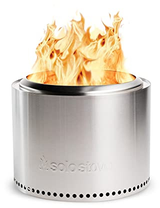 Solo Stove Bonfire 2.0, Smokeless Fire Pit | Wood Burning Fireplaces with Removable Ash Pan, Portable Outdoor Firepit - Ideal for Camping, Stainless Steel, 49, 5 x 35, 5 cm, 9 kg, Silver