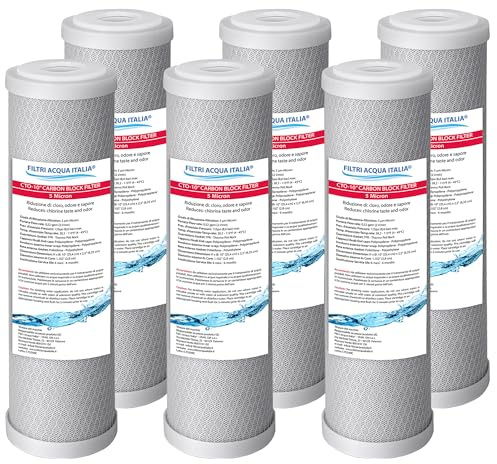 Filtro Cartuccia Carbon Block 5 micron 10 Pollici CTO per osmosi inversa Set 6 Pz. Filtri Acqua Italia®